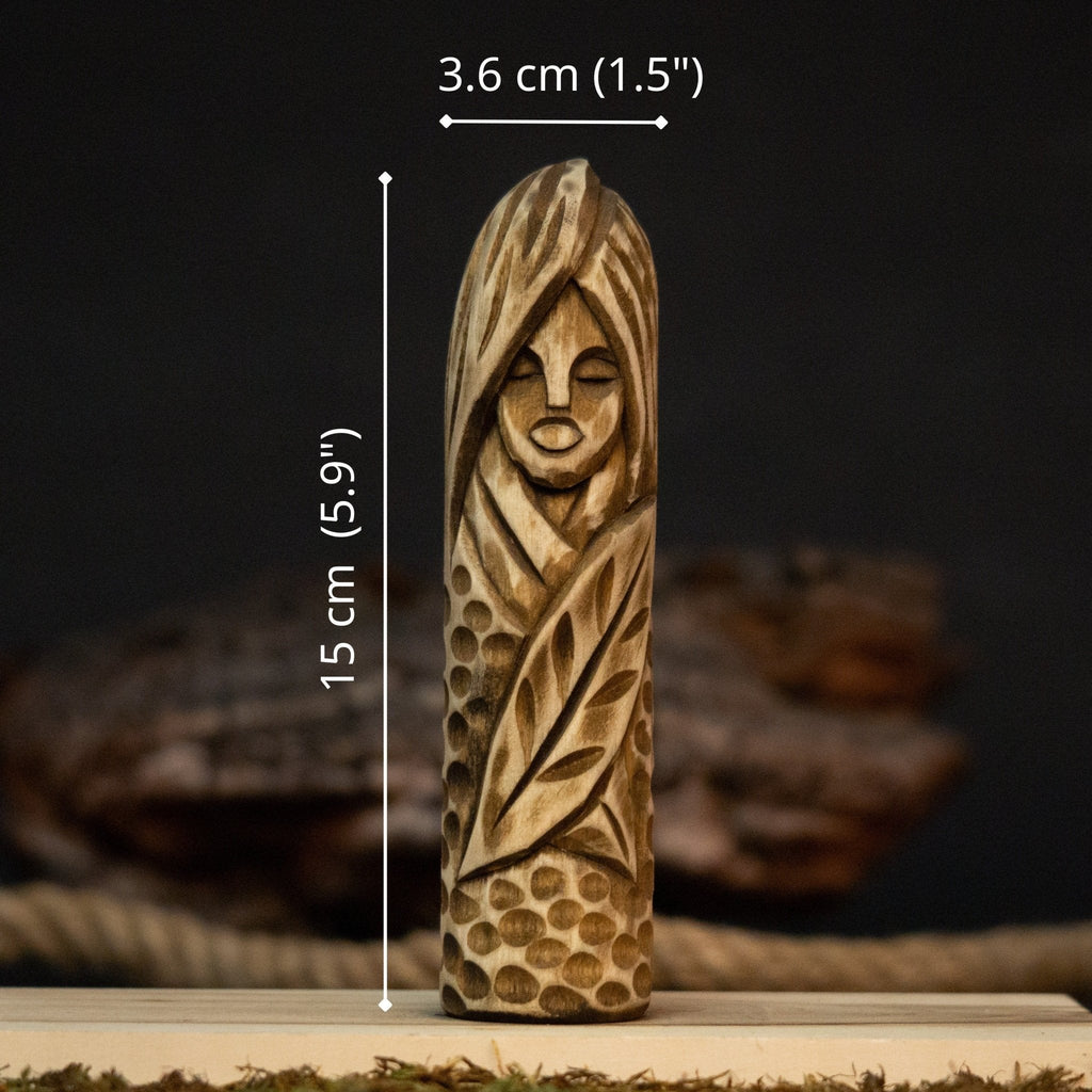 Eir Wooden Figurine - 15 cm Hand-Carved Norse Goddess of Healing | Sharky Forged Steel Tools - Relic & Reel