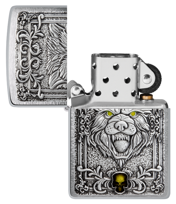 Zippo Wolf Emblem, Brushed Chrome Lighter #48690