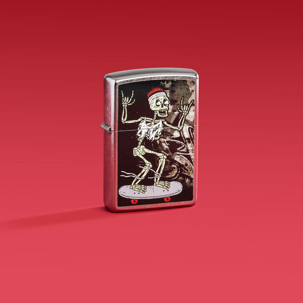 Zippo Skateboard Skeleton, Street Chrome Lighter #48911
