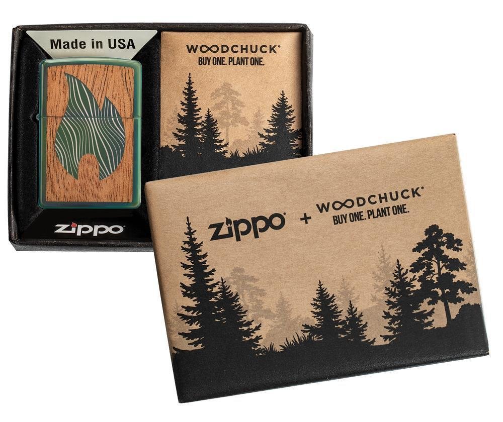 Zippo WOODCHUCK USA Large Flame, High Polish Green Lighter #49057