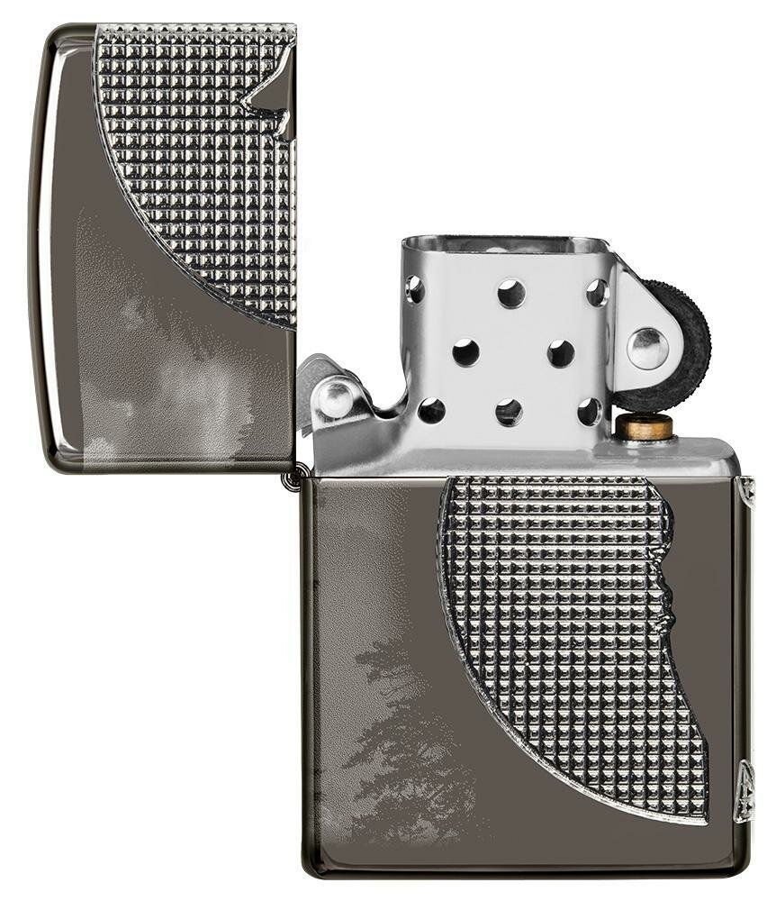 Zippo Armor Wolf Textured 360°, Black Ice Lighter #49353