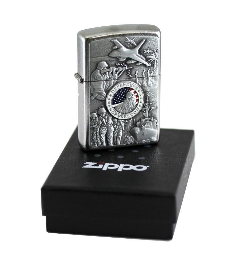 Zippo Joined Forces Military Emblem, Street Chrome Lighter #24457