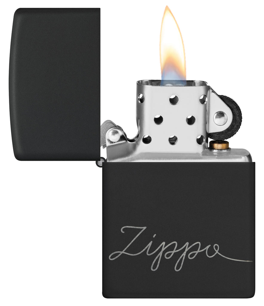 Zippo Script, Black Matte Lighter #48979