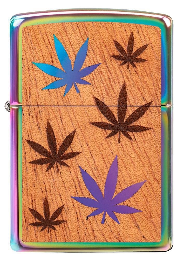 Zippo WOODCHUCK USA Cannabis Leaves, High Polish Spectrum Lighter #29903
