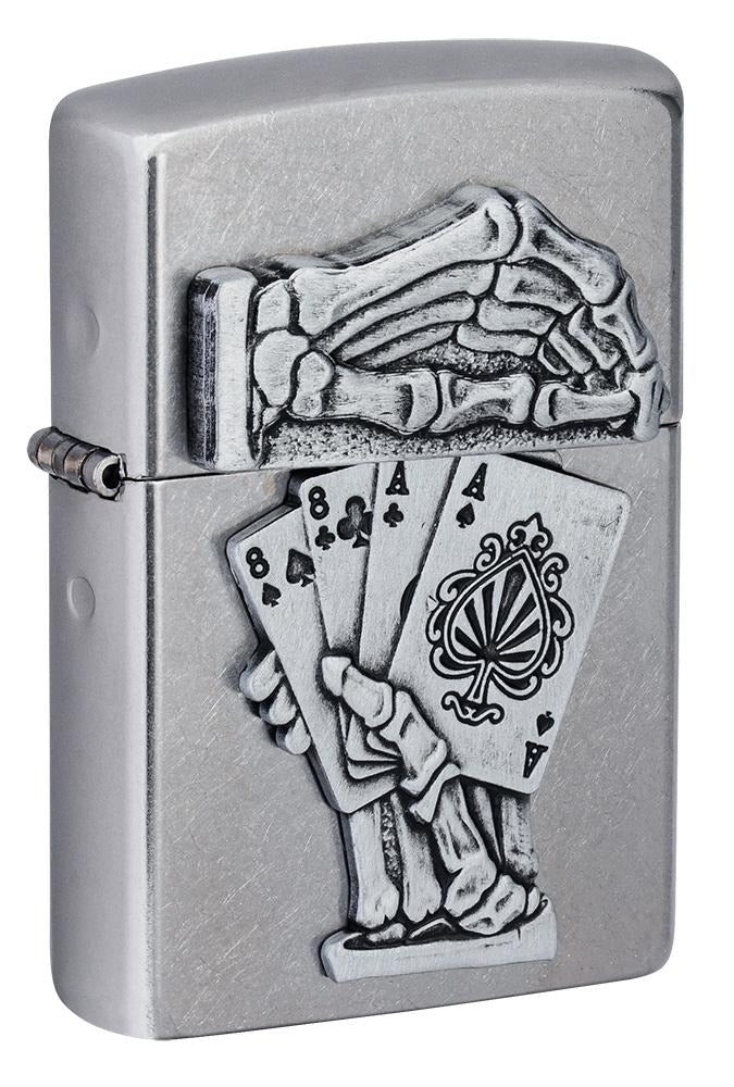 Zippo Dead Mans Hand Poker Casino, Street Chrome Lighter #49536