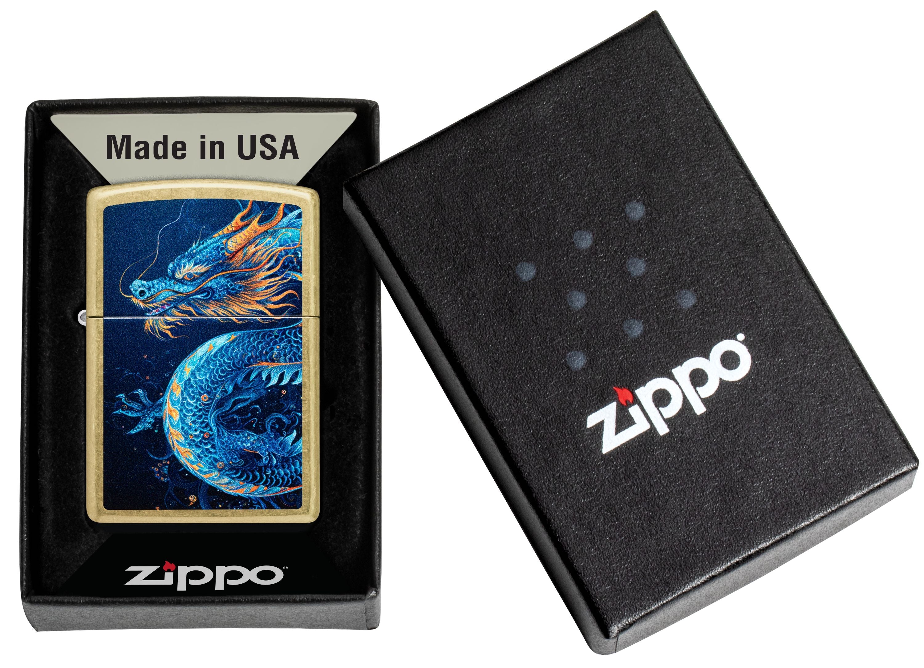 Zippo Blue Dragon Artwork, Street Brass Lighter #47178