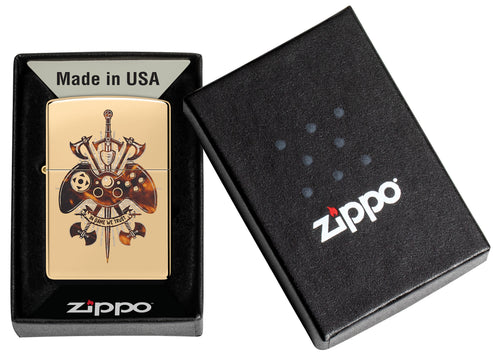 Zippo Gamer Creed, High Polish Brass Lighter #46141