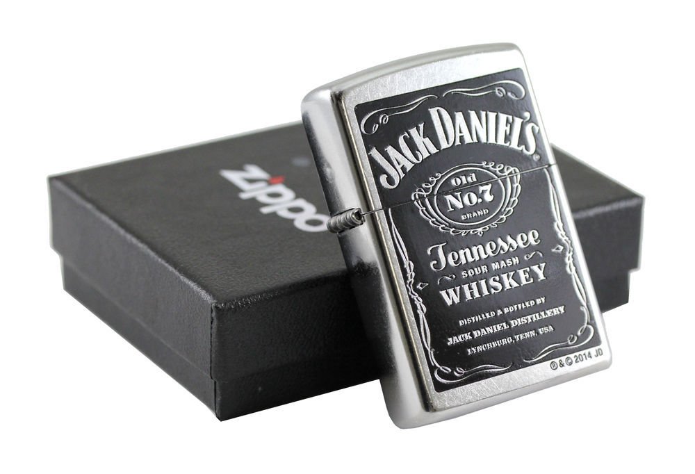 Zippo Jack Daniels Label, Street Chrome Lighter #24779