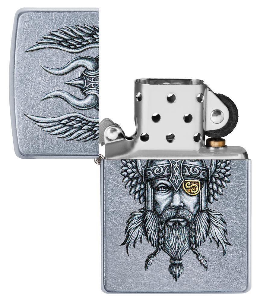 Zippo Nordic Viking Warrior, Street Chrome Lighter #29871