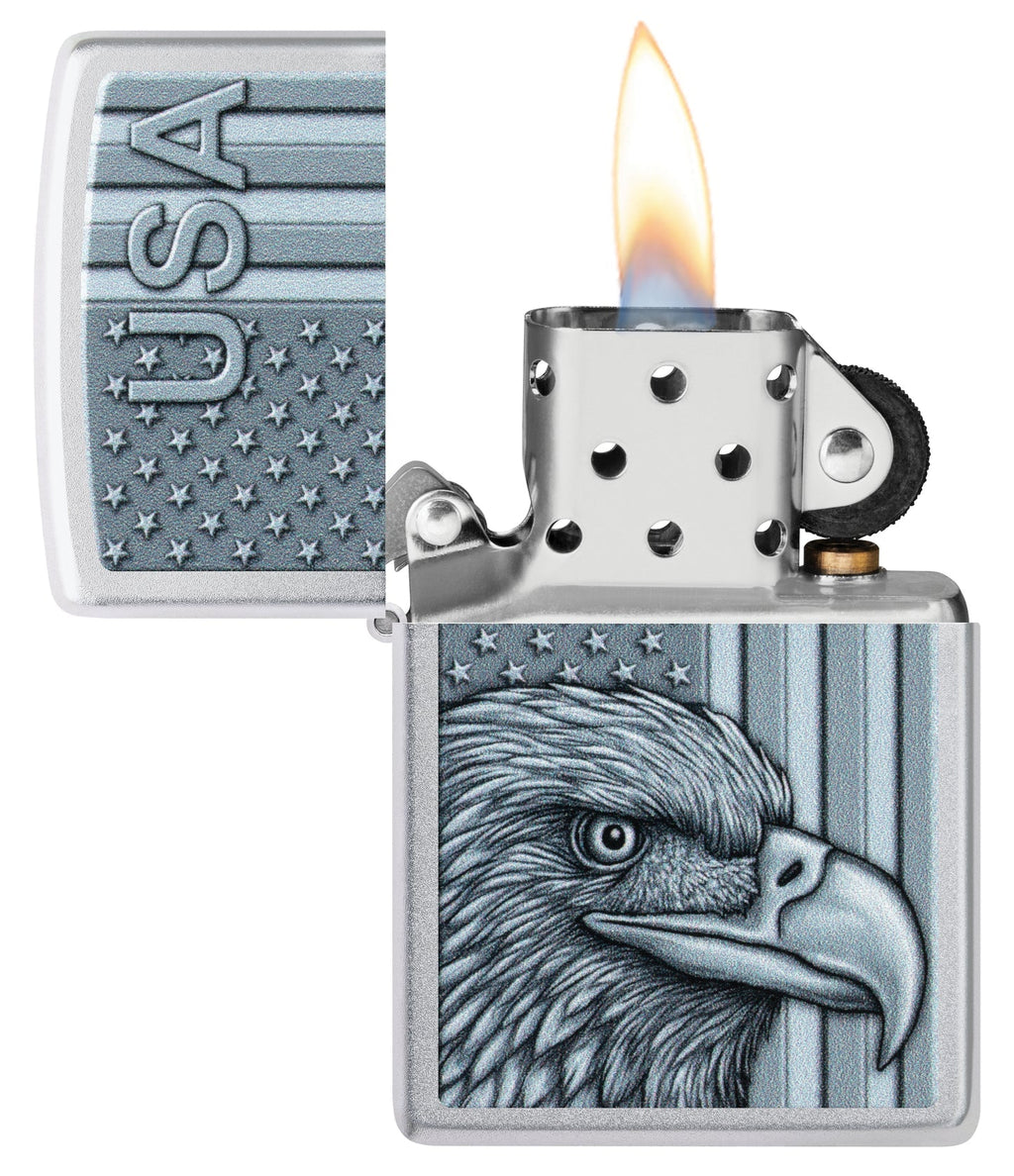 Zippo USA Pride Eagle, Satin Chrome Lighter #46825