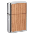 Zippo WOODCHUCK USA Cherry Wood Emblem, Brushed Chrome Lighter #49462