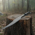 Handmade Fantasy Falchion Sword in Blackened Steel with Curved Blade