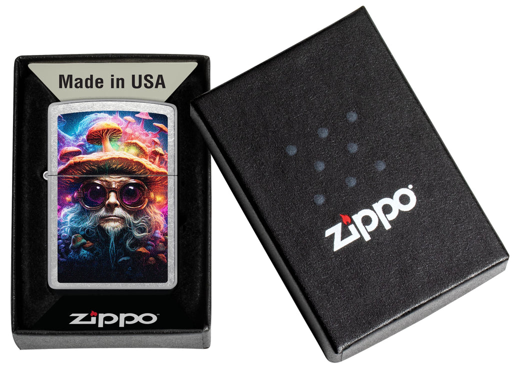 Zippo Psychedelic Mushroom Wizard, Street Chrome Lighter #47184