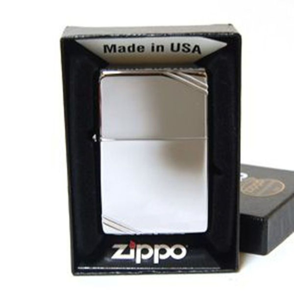 Zippo 1937 Replica w/ Slashes, High Polish Chrome Lighter #260