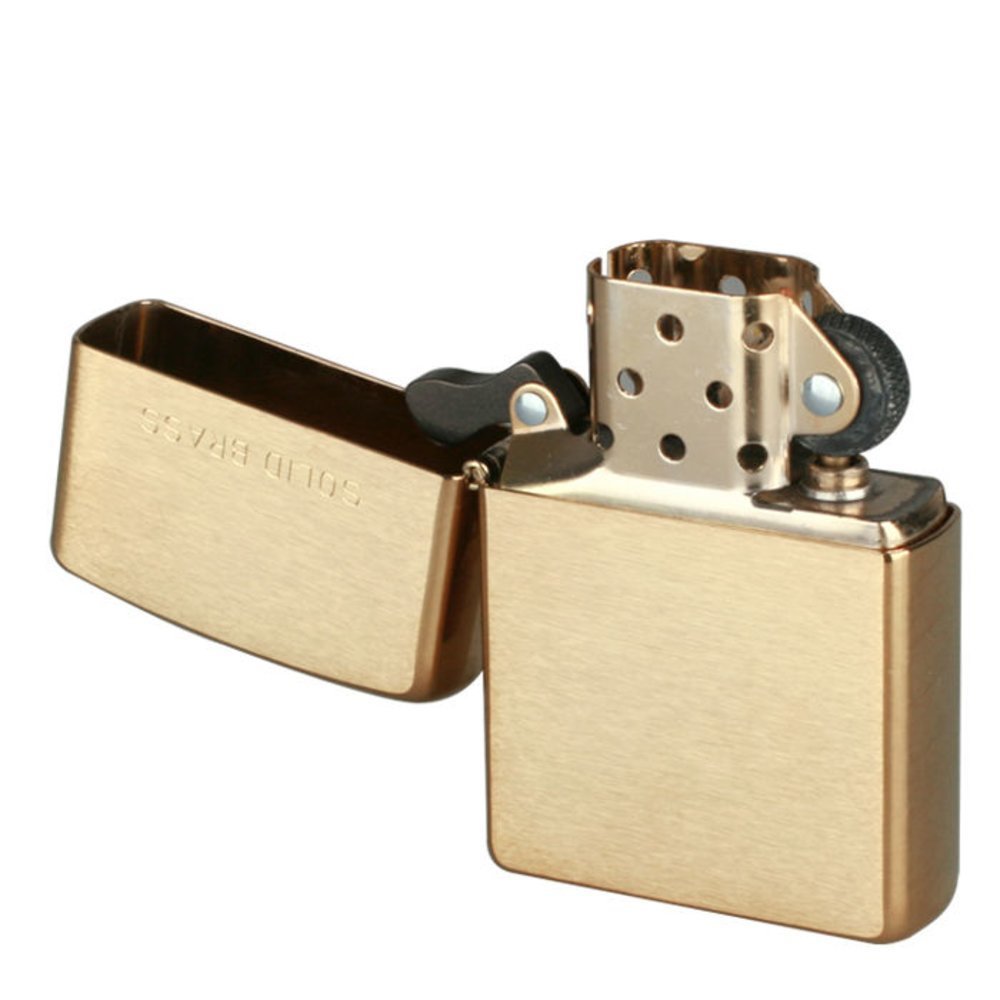 Zippo Solid Brass Engraved, Brushed Brass Lighter #204