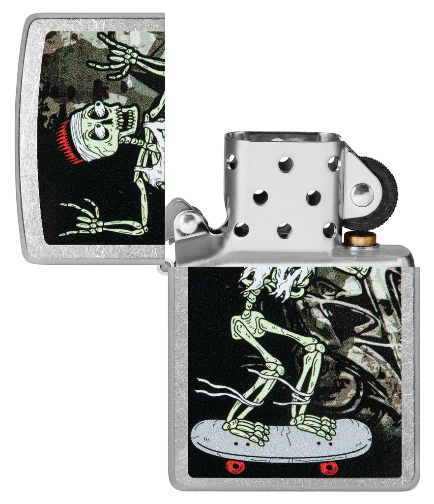 Zippo Skateboard Skeleton, Street Chrome Lighter #48911