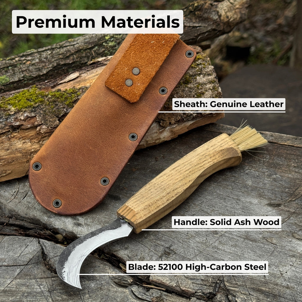 Forged Mushroom Knife with Brush, 6.5 cm (2.56 inches)