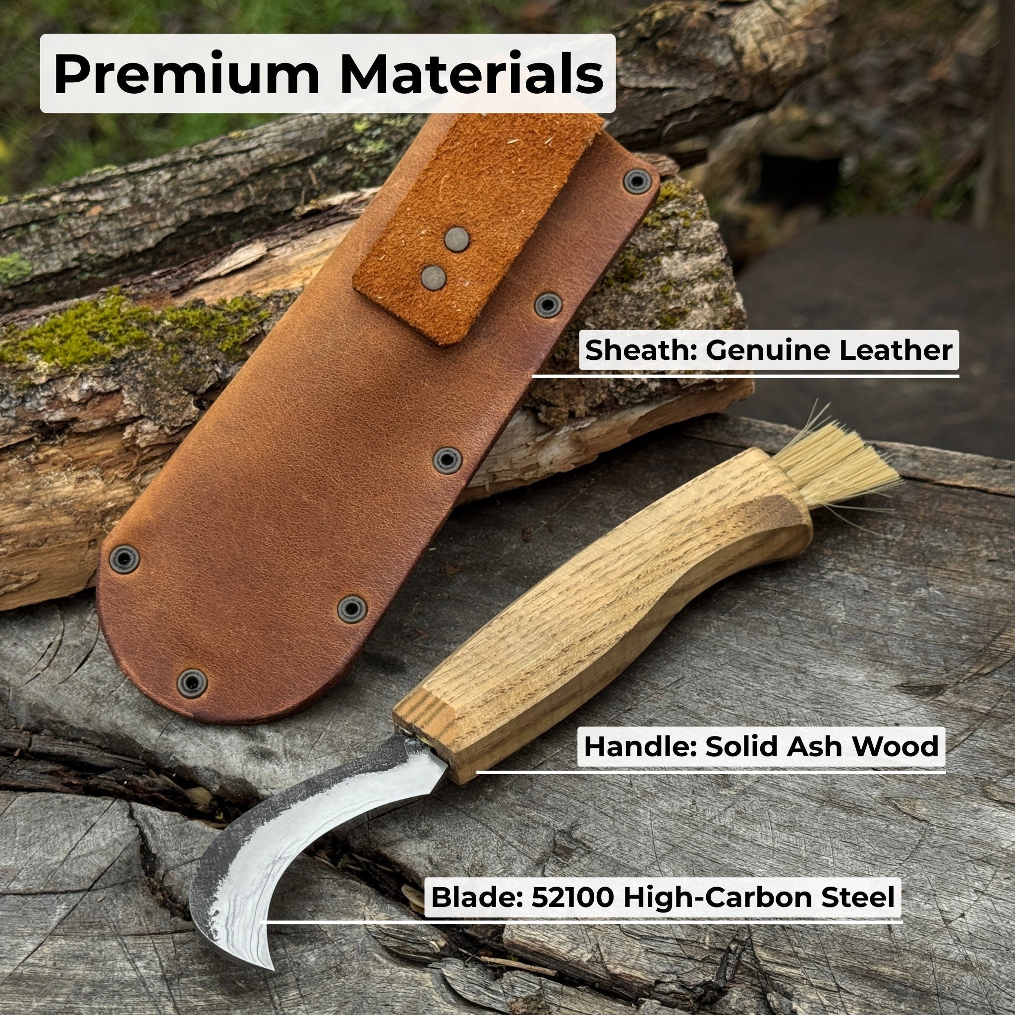 Forged Mushroom Knife with Brush, 6.5 cm (2.56 inches)