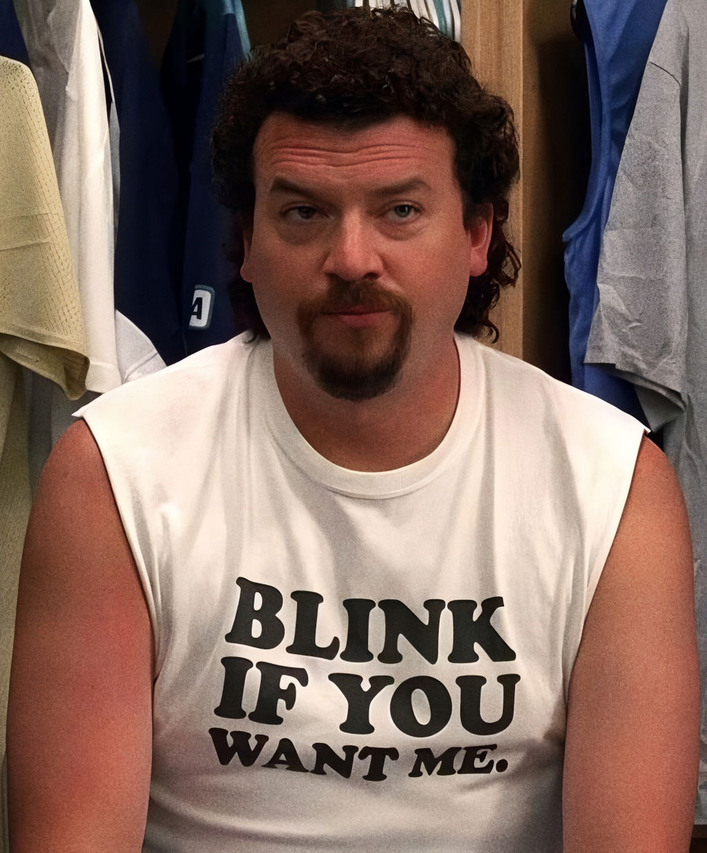 Blink If You Want Me Kenny Powers White Cut-Off Tee