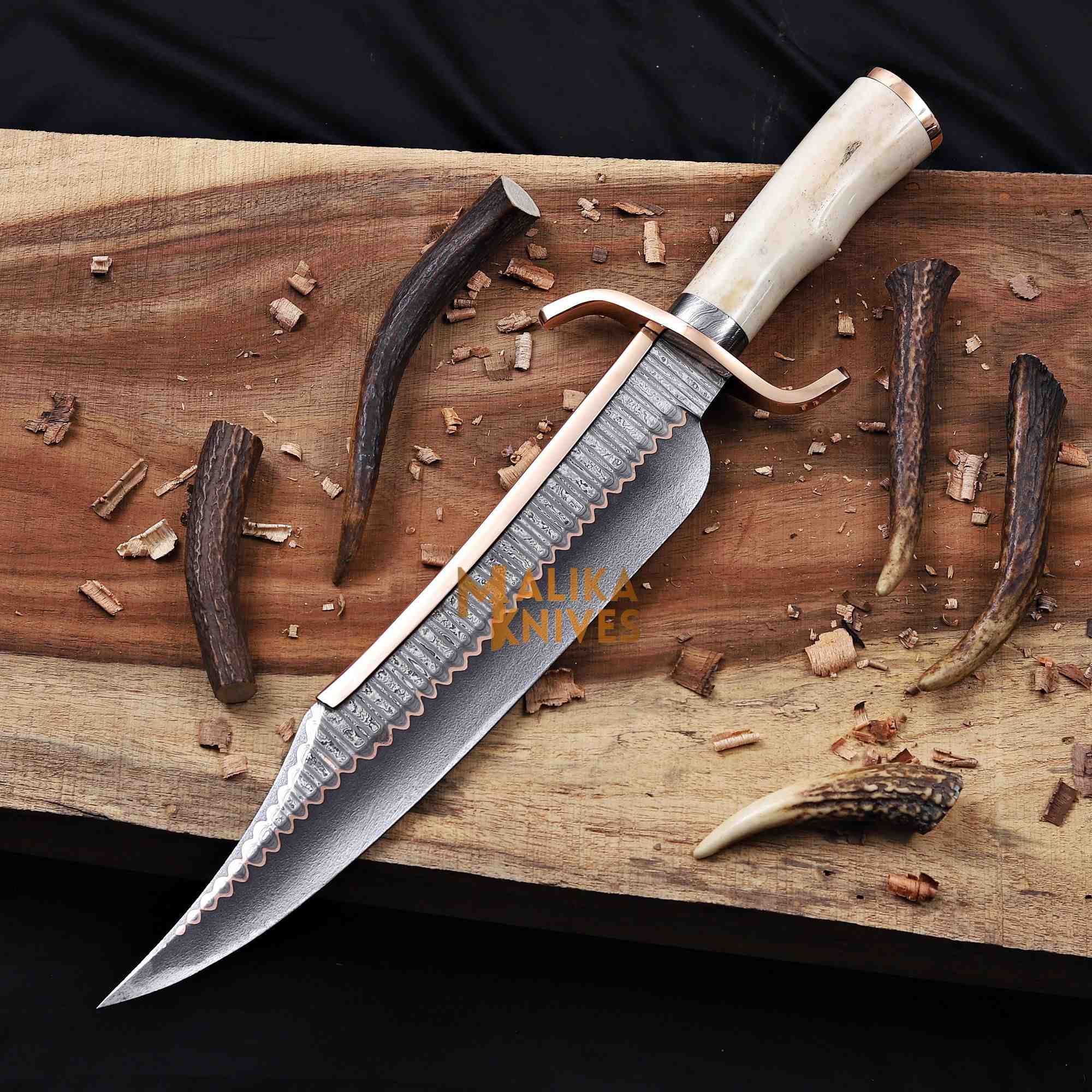 Copper Damascus Alamo Musso Bowie Knife
