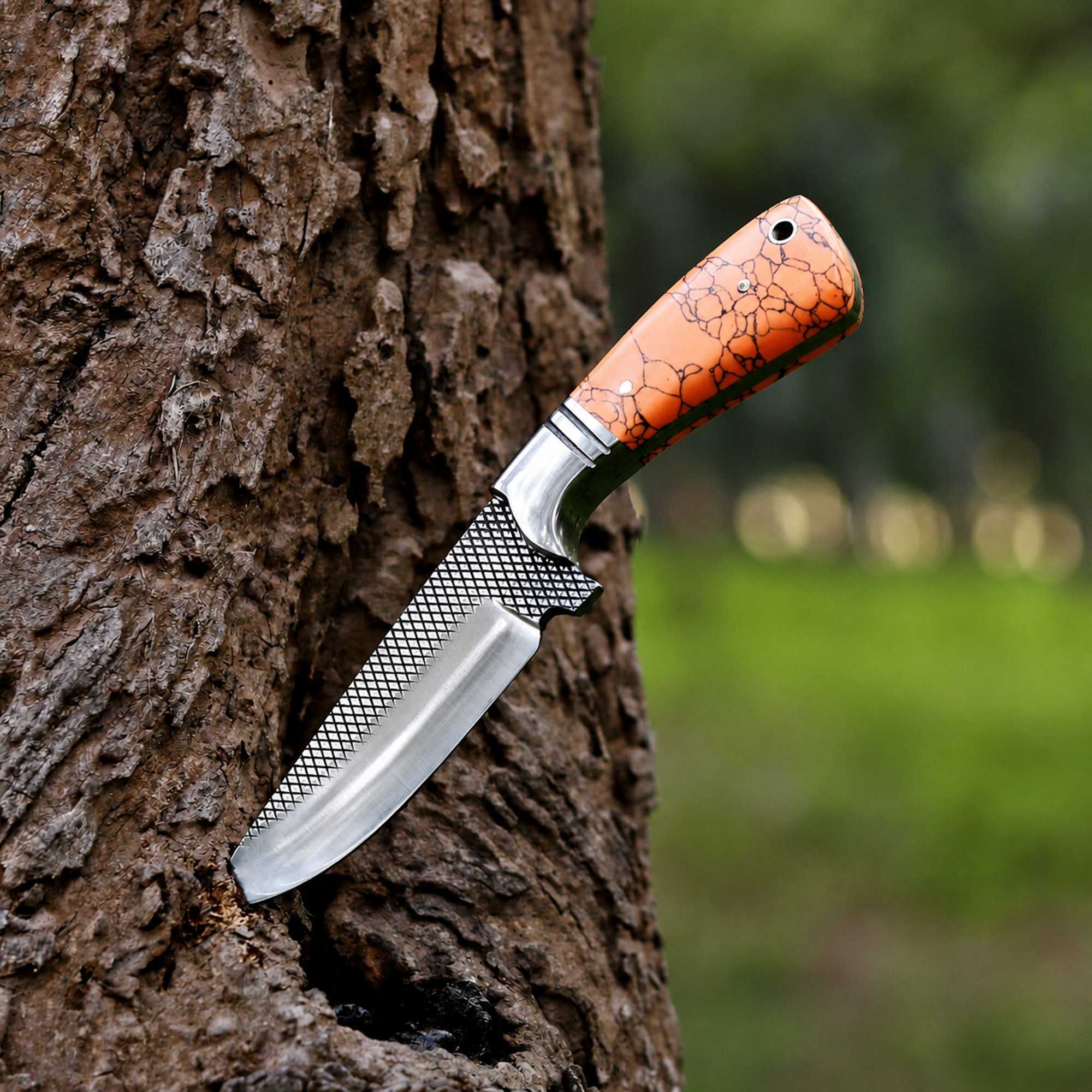Cowboy Hunting Knife Rasp D2 Steel Turquoise Handle