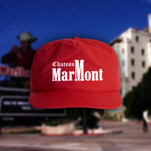 Parallel Chateau Marmont Marlboro Red nylon snapback cap with embroidered logo and adjustable strap, stylish headwear for casual wear.