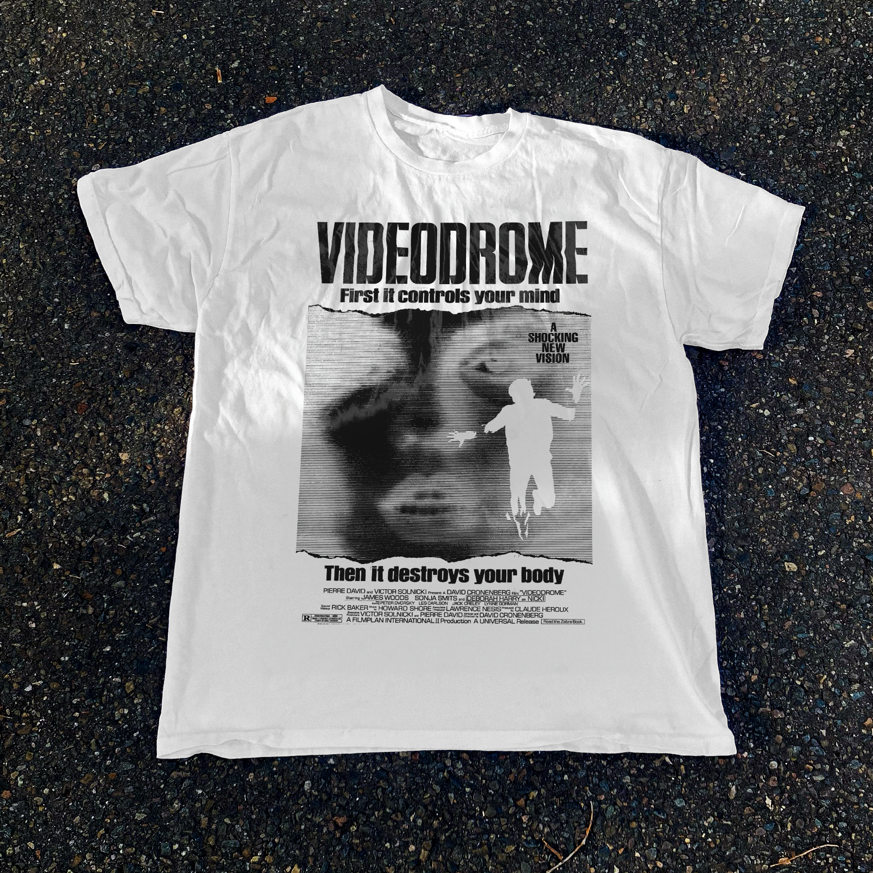 1983 'Videodrome' Vintage Washed White Tee