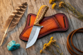 Cross Draw Knife – Rasp Tool Steel Blade & Golden Pine Cone Resin Handle | 7.5"