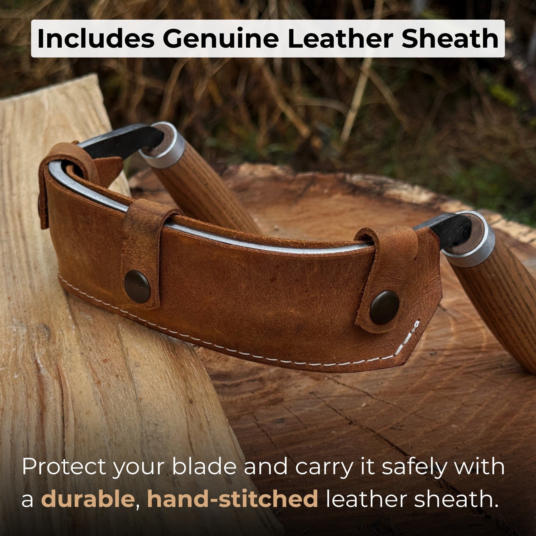 Half-Rounded Drawknife (Inshave) with Leather Sheath, 15 cm (5.9 inches)