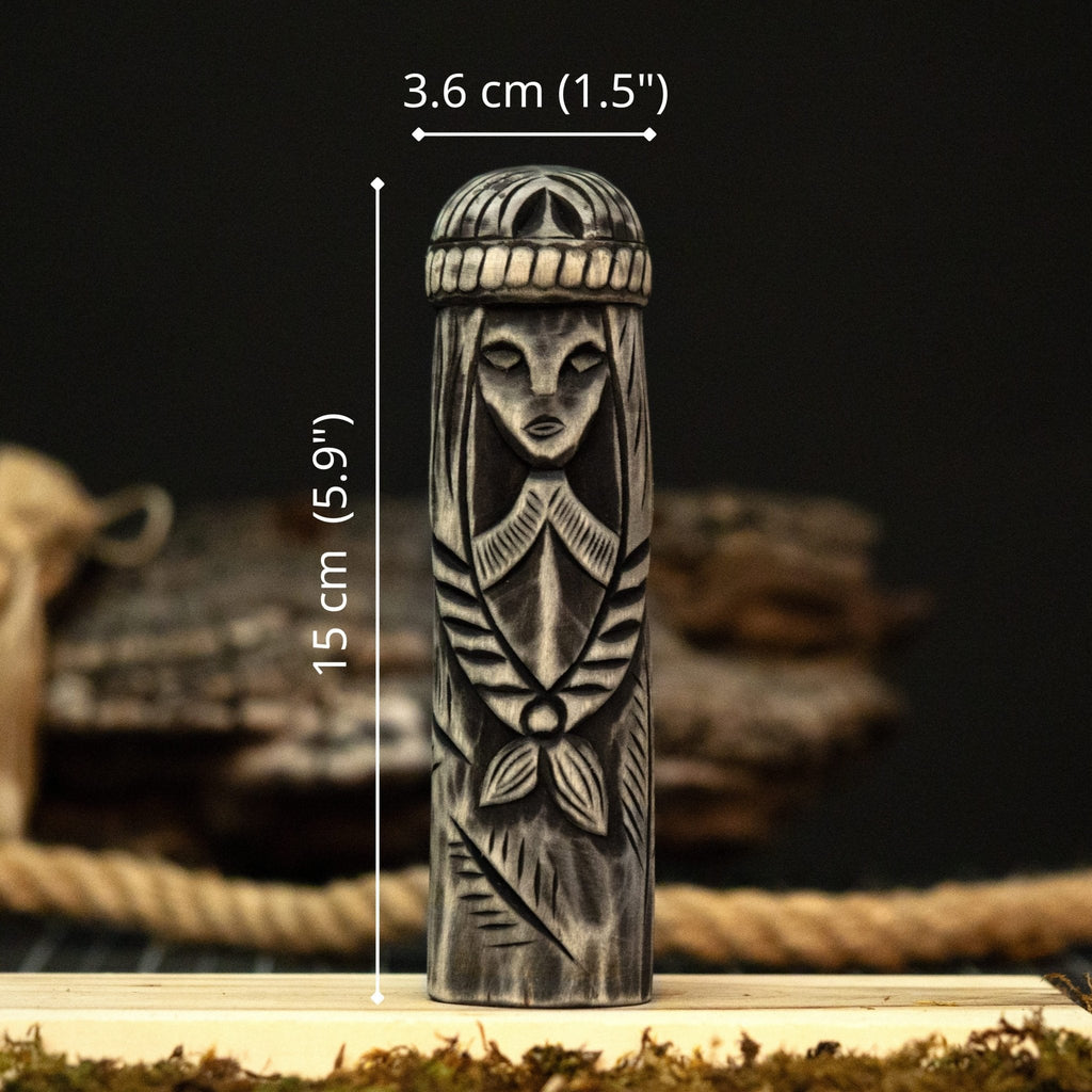 Hand-Carved Freyja Figurine - wooden Scandinavian Goddess statue | Relic & Reel