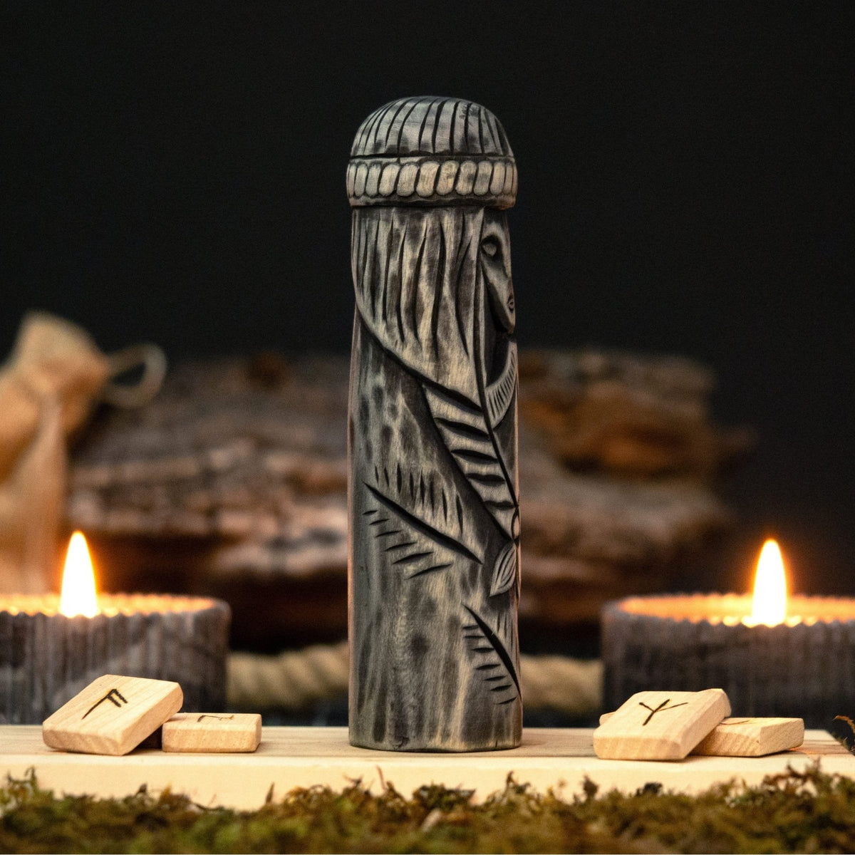 Hand-Carved Freyja Figurine - wooden Scandinavian goddess statue | Relic & Reel
