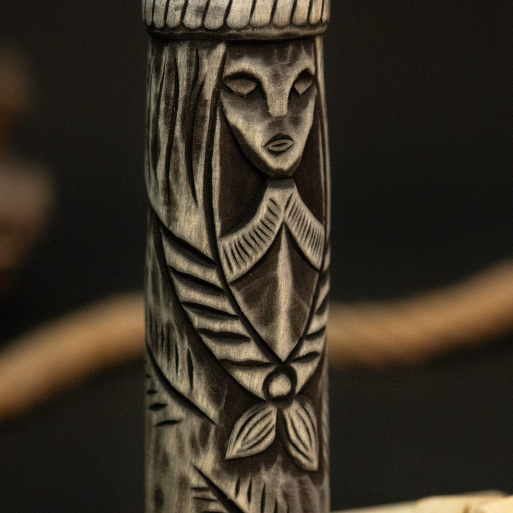 Hand-Carved Freyja Figurine - Wooden Scandinavian Goddess Statue | Relic & Reel