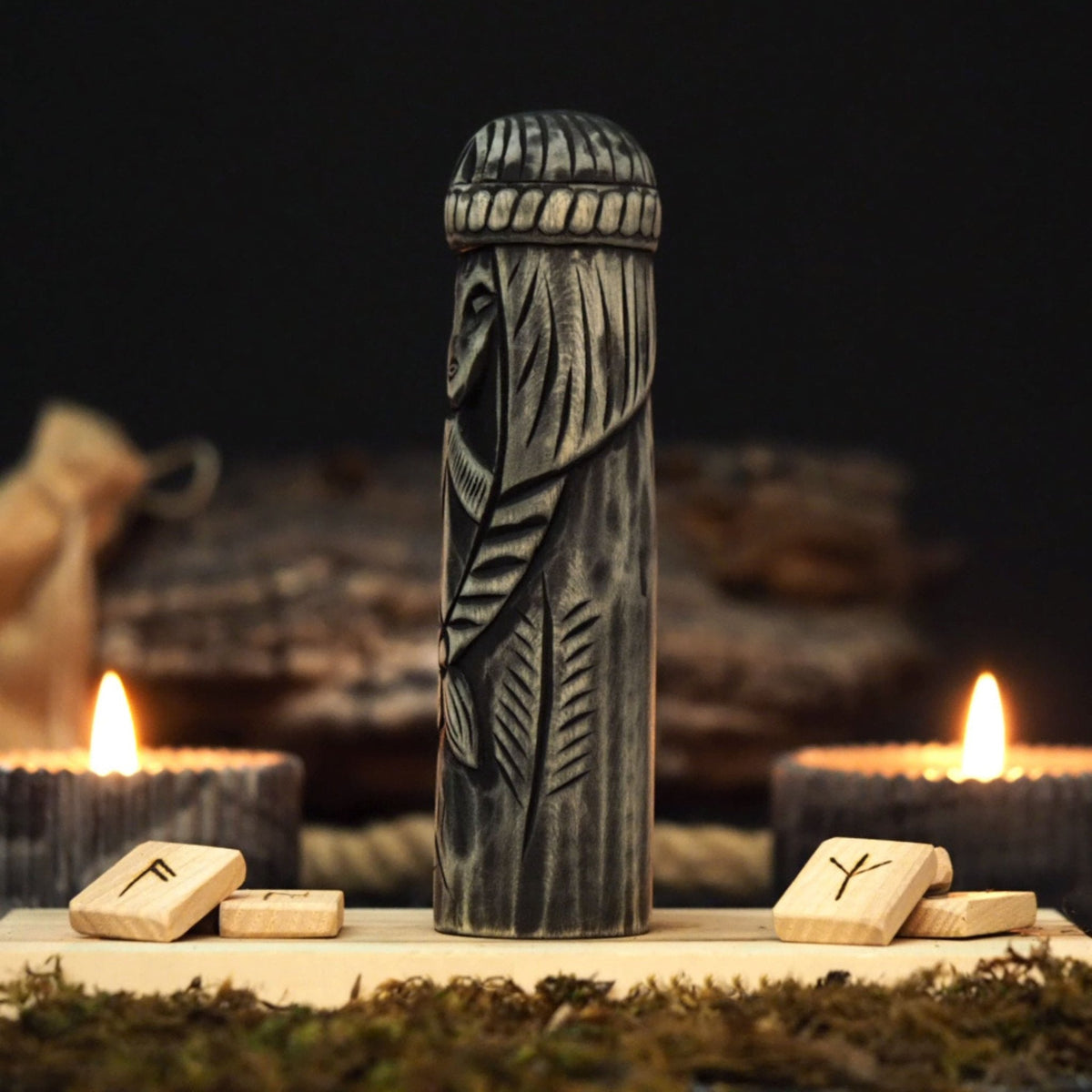 Hand-Carved Freyja Figurine - wooden Scandinavian goddess statue | Relic & Reel