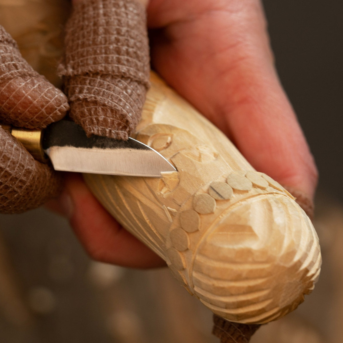 Hand-carving a wooden Freyja figurine with a small carving knife - Relic & Reel
