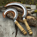 Hand-Forged 2-Piece Sickle Set with Leather Sheaths