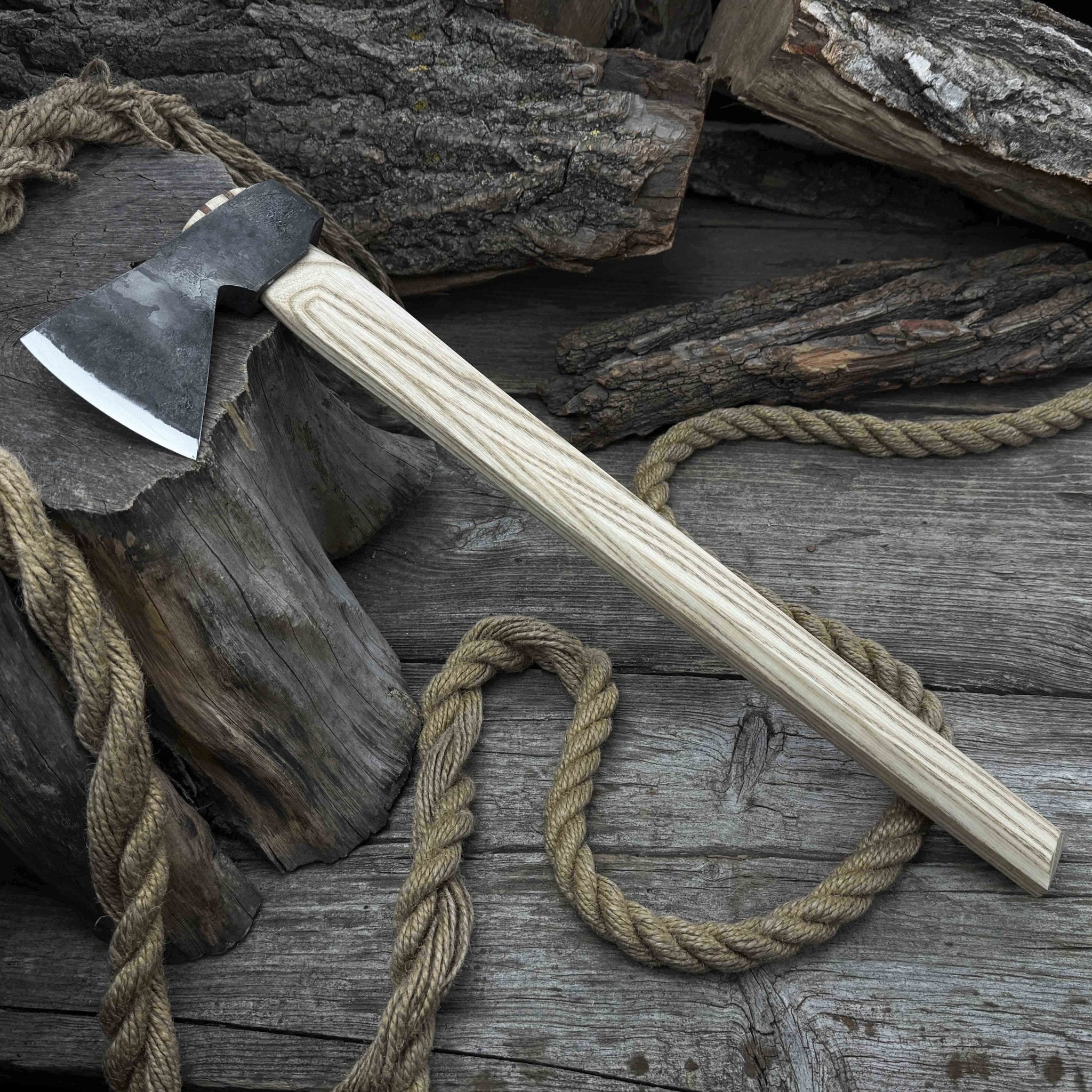 Hand-Forged Bushcraft Hatchet with Leather Back Sheath, 0.74 kg (1.63 lb)