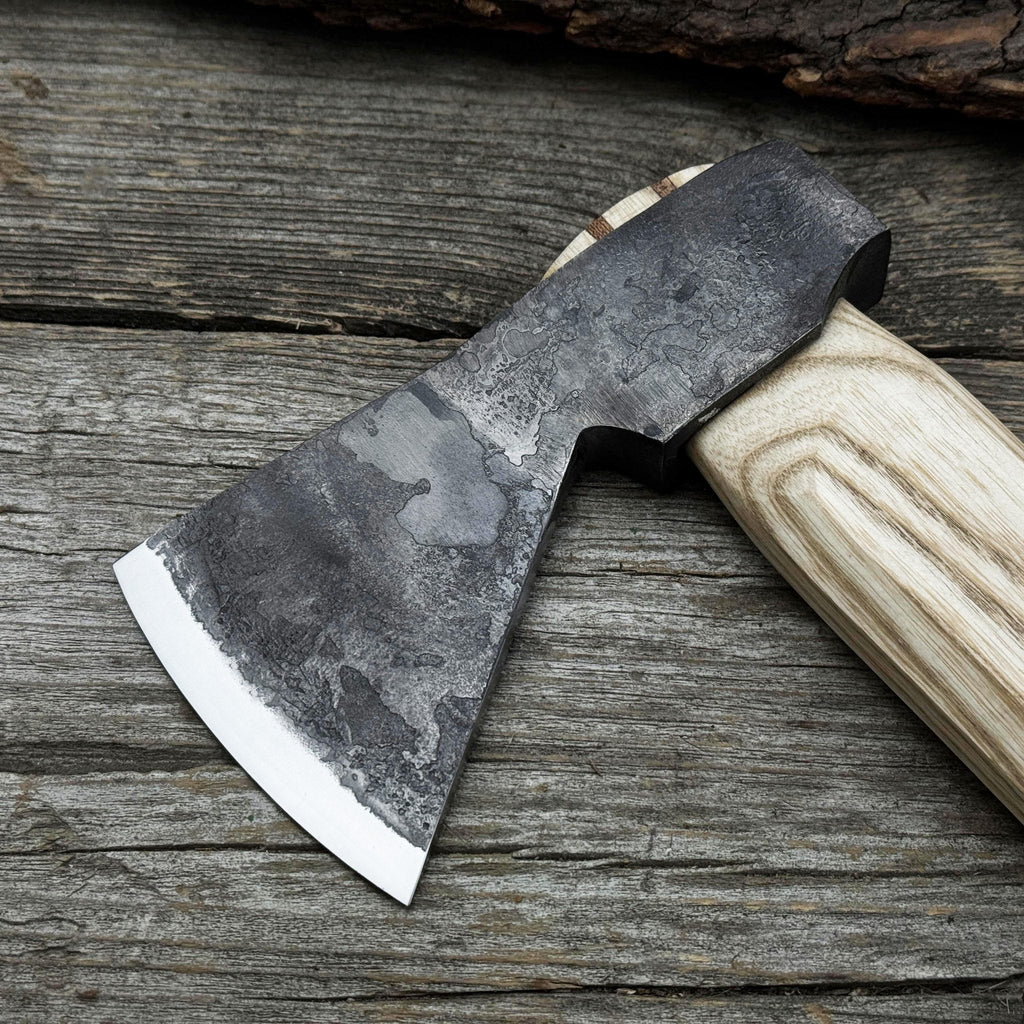 Hand-Forged Bushcraft Hatchet with Leather Back Sheath, 0.74 kg (1.63 lb)