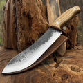 Hand-Forged Bushcraft Knife, 17 cm (6.7 inches) with leather sheath