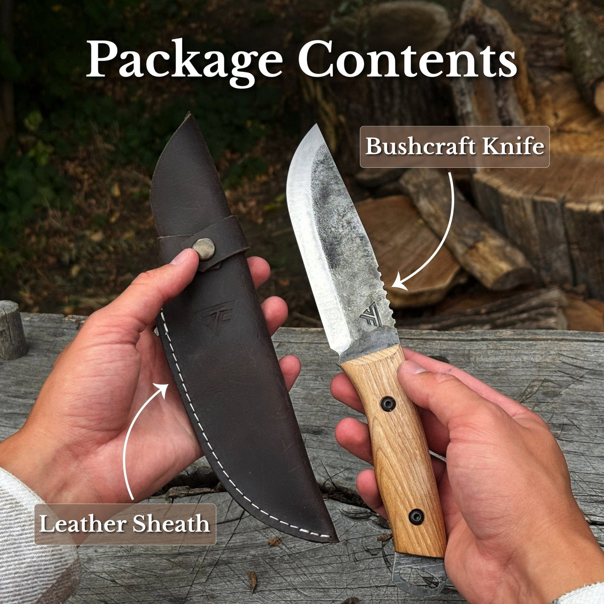 Sharky Forged Steel Tools bushcraft knife with leather sheath - Relic & Reel