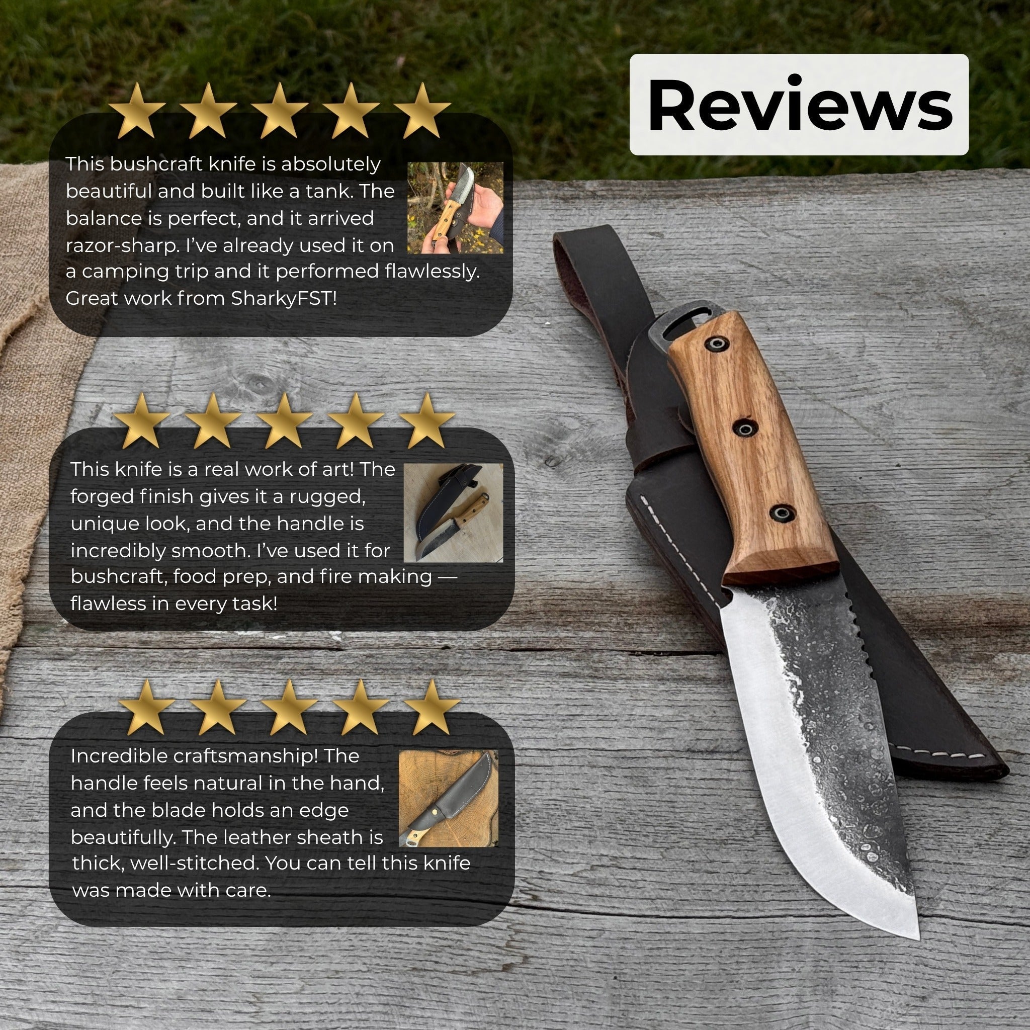 Hand-Forged Camping Knife, 12.5 cm (4.9 inches)