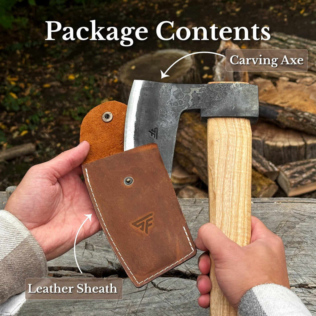 Hand-Forged Carpenter's Axe with Leather Sheath, 0.84 kg (1.85 lb)