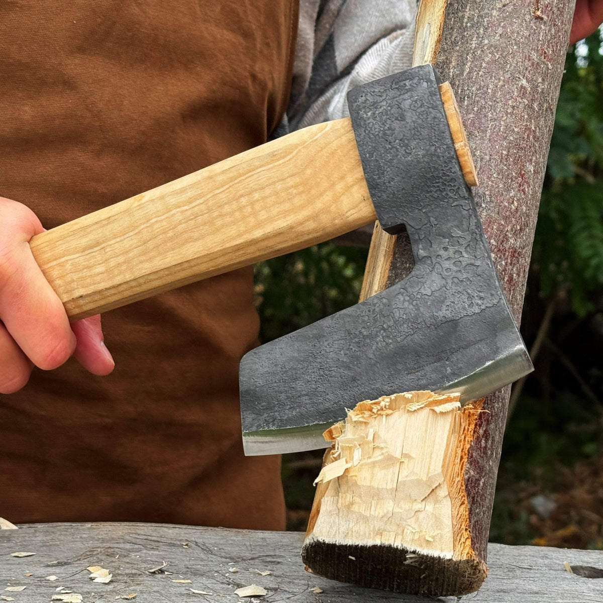 Hand-Forged Carpenter's Axe with Leather Sheath, 0.84 kg (1.85 lb)