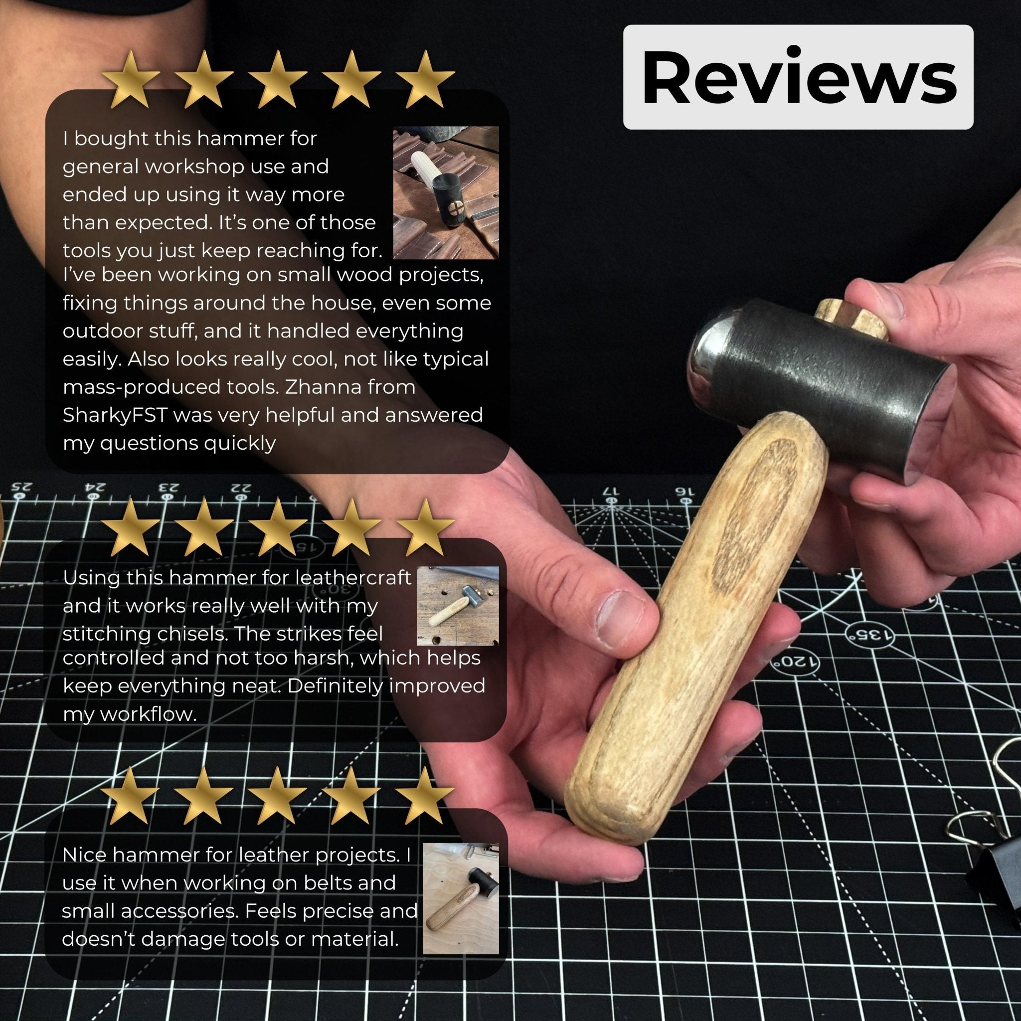 Hand-Forged Leather Hammer, 500 g (17.6 oz)