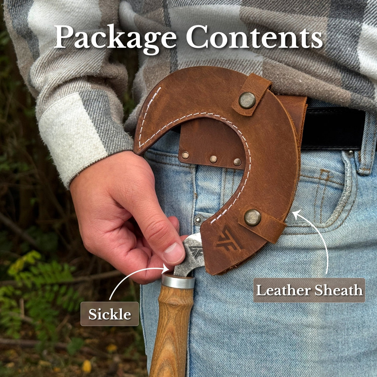 Hand-Forged Small Sickle – 9 cm (3.54 inches) Blade with Leather Belt Attachment