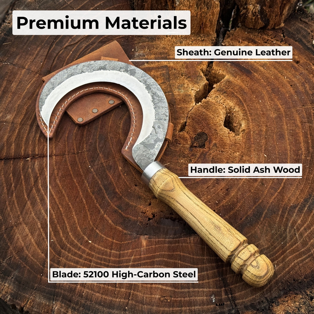 Hand-Forged Small Sickle – 9 cm (3.54 inches) Blade with Leather Belt Attachment