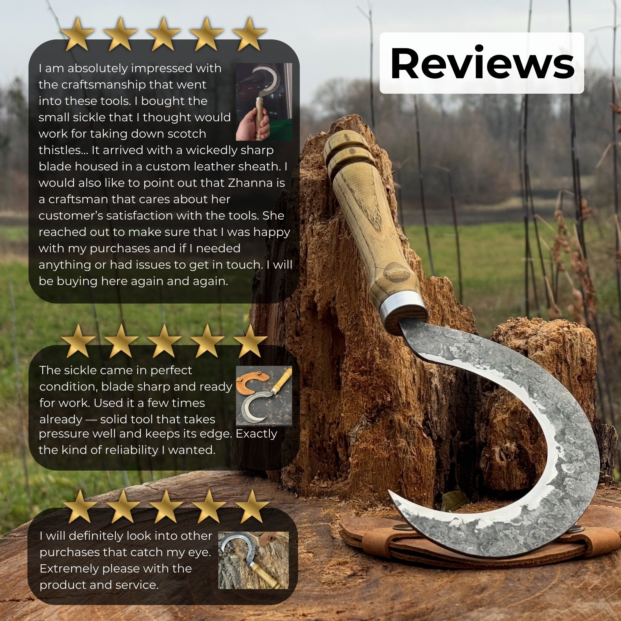 Hand-Forged Small Sickle, ⌀9 cm (3.54 inches)