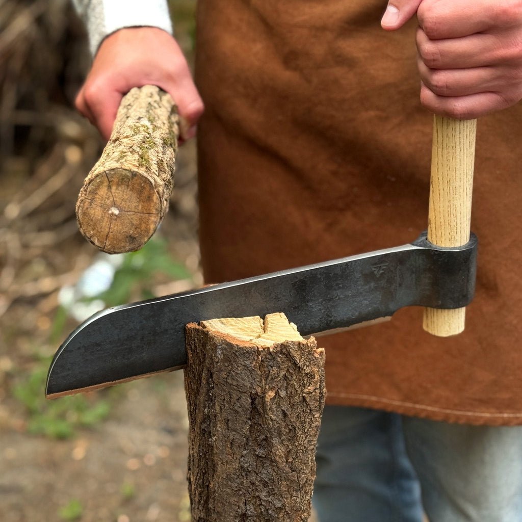 Hand-forged splitting froe blade from Sharky Forged Steel Tools, 25.5 cm (10 inches) for splitting wood or timber.