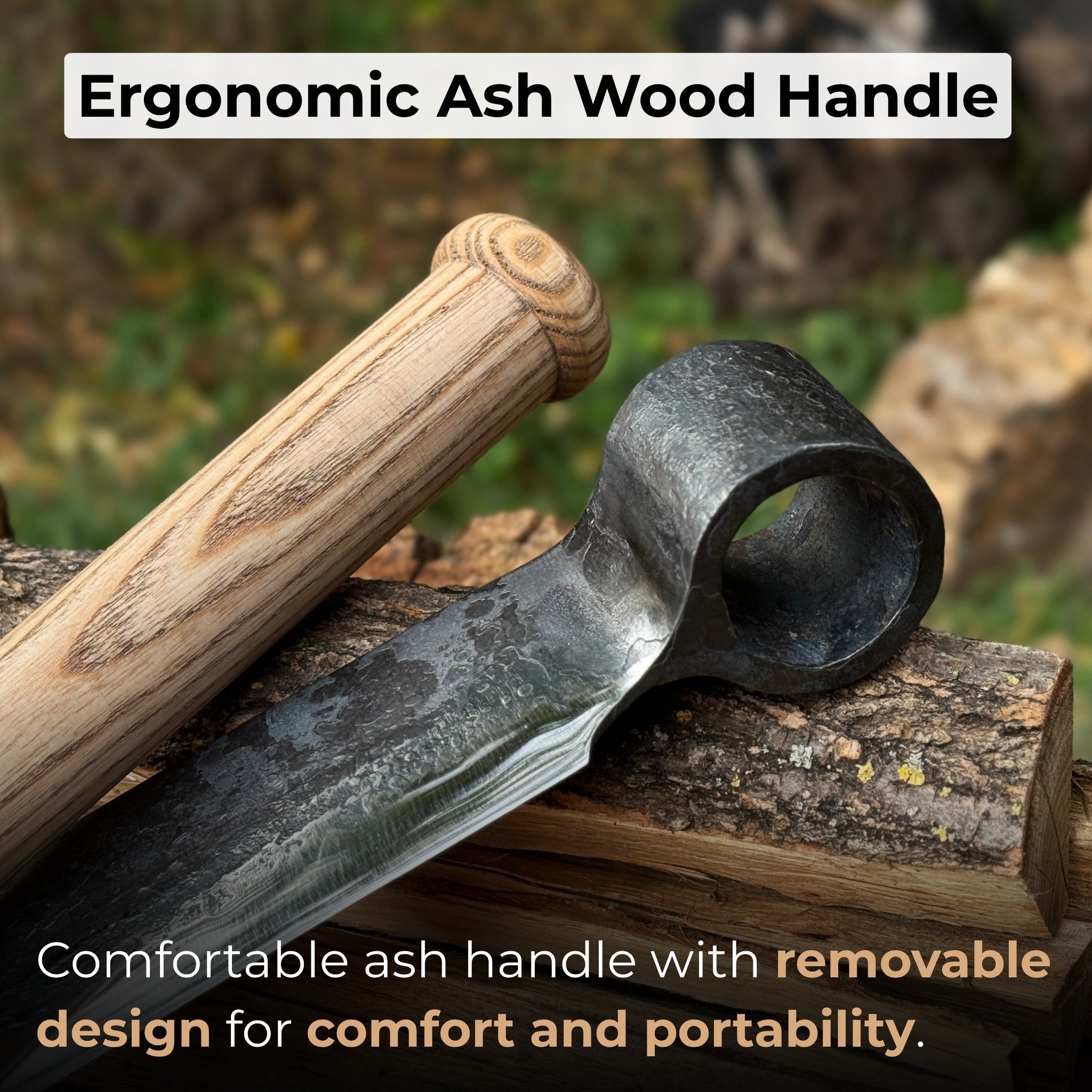 Hand-Forged Splitting Froe – Leather Sheath with Handle Holder