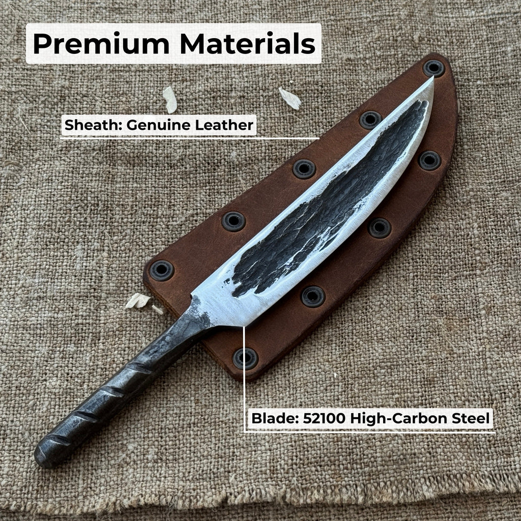 Hand-Forged Yakut Blade with Leather Sheath, 10 cm (3.93 inches)