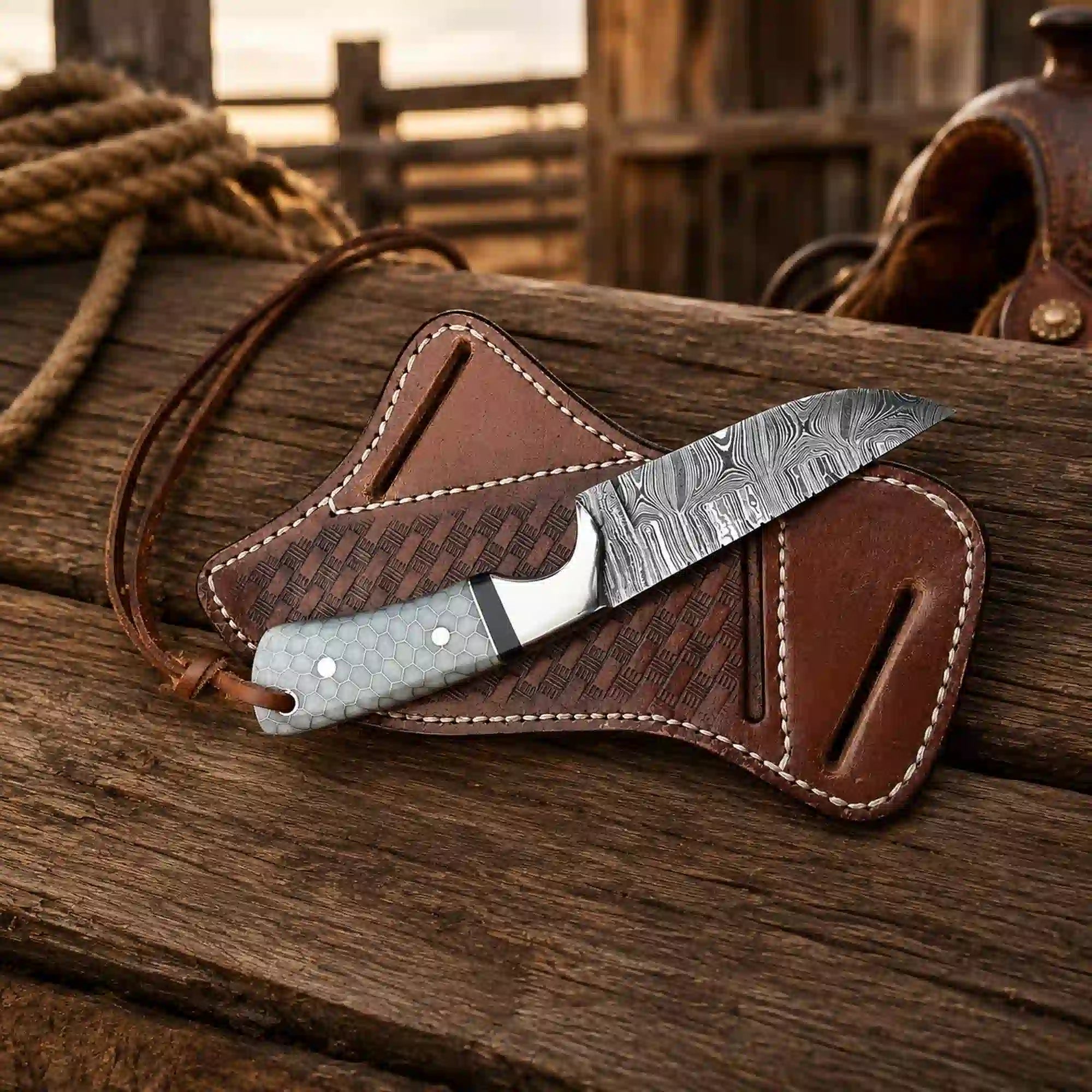 Buckaroo Knife | Damascus Steel with Pakka Wood Handle